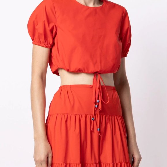 STAUD Prato Short Sleeve Cropped Drawstring Top - Picture 6 of 8